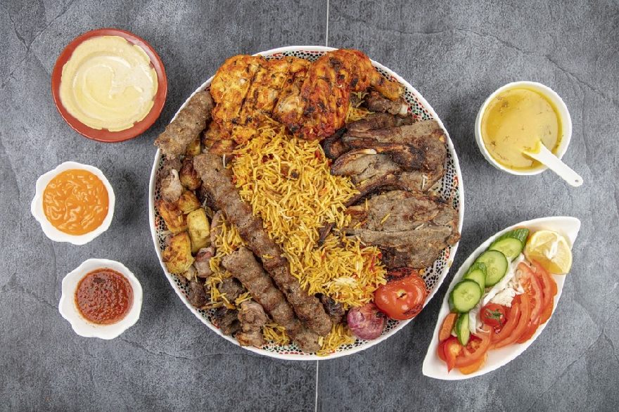 Nicely presented kebab platter just like you get to eat at City Kebabs and Gyros in San Francisco.